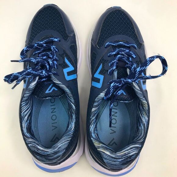 Vionic Satima Navy Light Blue Lace Up Athletic Performance Athleisure Sneakers - Picture 9 of 16